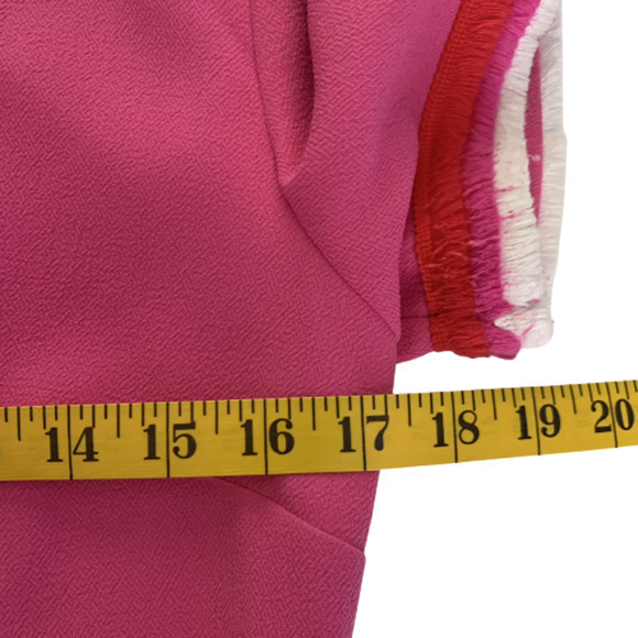 TRINA TURK Dress 4‎ Hot Pink Fringe Crepe Sheath Mini Preppy Resort Vacation - Picture 11 of 11